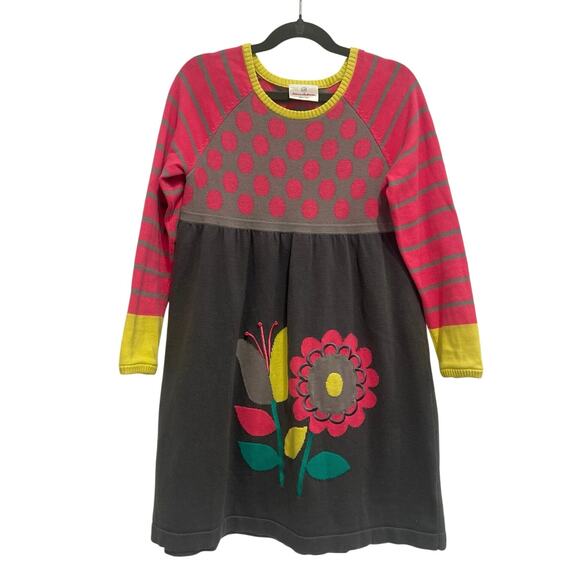Hanna Andersson multi color sweater dress with flowers - Size 120 - Picture 1 of 5